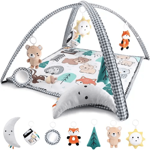 The Peanutshell 7 in 1 Baby Play Gym, Activity Center and Tummy Time Mat, Woodland Animals