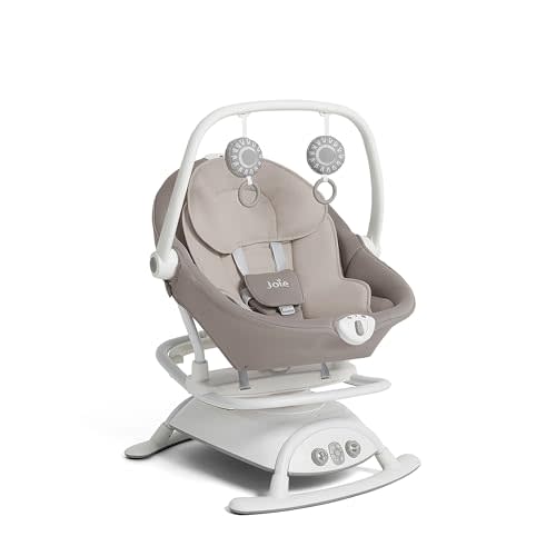 Joie Cinnamon 2-in-1 Glider and Rocker – Multi-Motion Baby Swing and Rocker Combo with Plush Fabrics, Compact Design, and Multiple Recline Positions – Soothing Sounds & Gentle Vibrations (Walnut)