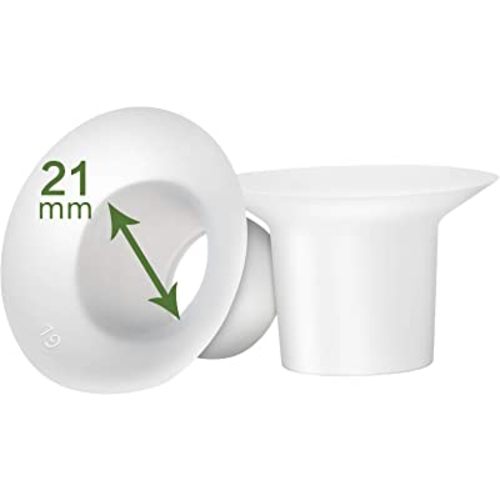 21mm Silicone Flange Inserts for Spectra S1 S2, Medela Breast Pump Shields, Freestyle, Harmony, Sonata to Reduce 24mm Elastic Nipple Tunnel Down to 21mm; Also Fits Freemie 25mm Cups; 2pc/Each