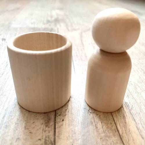 Peg in Cup Montessori Wooden Toy Nesting Peg People - Etsy