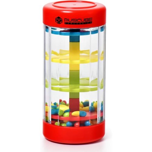 MUSICUBE 4 Inch Baby Rainmaker Toy Rain Stick Musical Instrument for Baby Infant Toddler Raindrop Sound Shakers & Rattle Sensory Musical Toys for Boys Girls