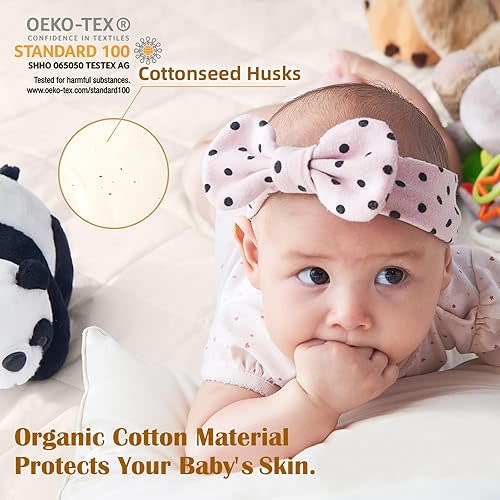 Lofe Organic Cotton Crib Mattress Protector - Top&Side Waterproof, 100% Waterproof Crib Mattress Protector, Breathable Baby Crib Mattress Cover, Infant Toddler Crib Mattress Fitted 52x28x9 in