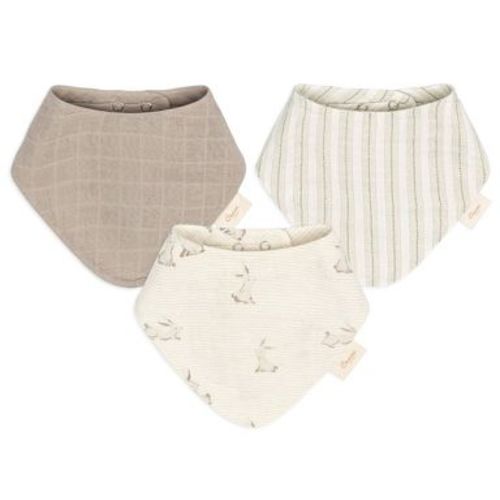 Crane Baby Organic 4-Layer Muslin Bib Set - Avery Bunny - 3pk