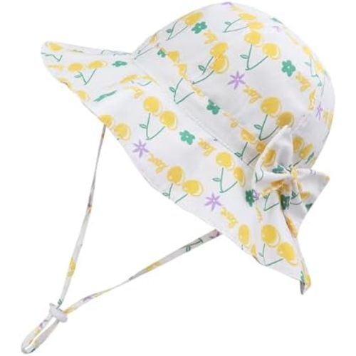 Baby Sun Hat UPF 50+ Bucket Hat with Cute Bow for Girls 0-5 Years 1 Pack 2 Pack