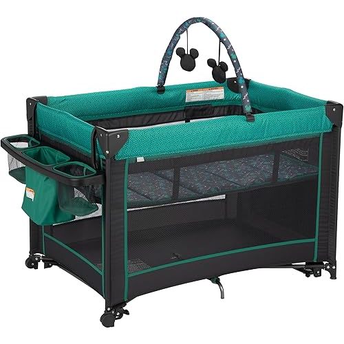 Disney Baby Classic Mickey Mouse 2-in-1 Play Yard with Rocking Bassinet, Mickey Sprinkle