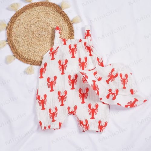 Baby Lobster White Romper with Hat