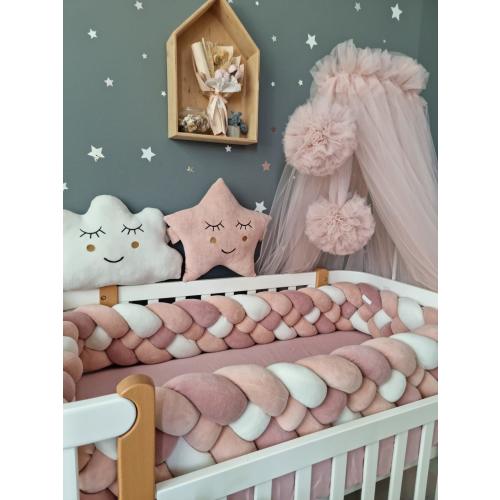 Kari-studio: Double braided crib bumper blush shadows 20 cm – KariStudio