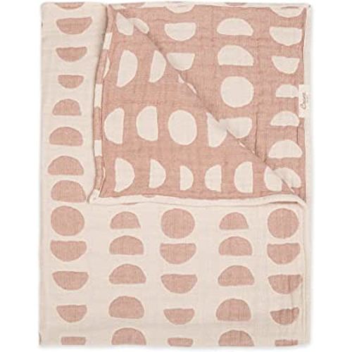 Crane Baby Blanket, Soft Cotton Jacquard Nursery and Stroller Blanket for Boys and Girls, Copper Moon Phase, 30” x 40”