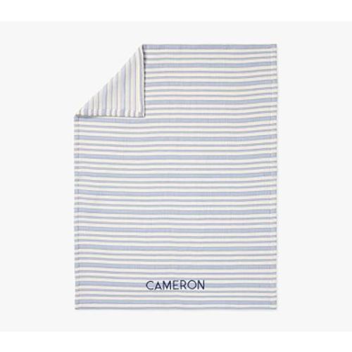 Waffle Stripe Baby Blanket , Chambray Blue