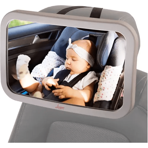 Lusso Gear Baby Backseat Mirror for Car. Largest and Most Stable Mirror with Premium Matte Finish, Crystal Clear View of Infant in Rear Facing Car Seat - Secure and Shatterproof (Gray)