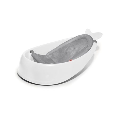 Skip Hop Baby Bath Tub, 3-Stage Smart Sling Tub, Moby, White