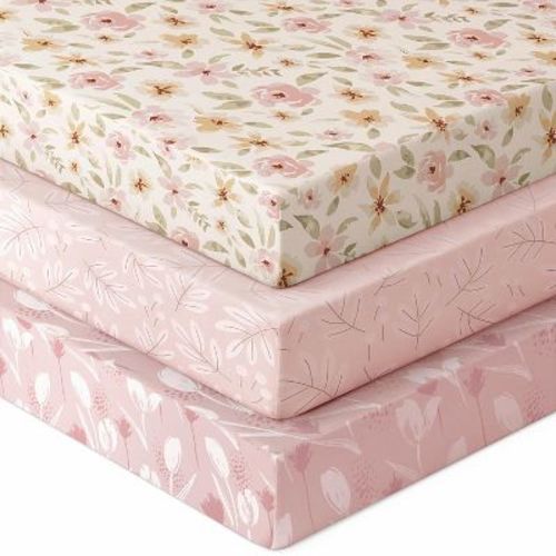 LISM 3 Pack Neutral Crib Sheet Set for Standard Crib and Toddler Mattress
