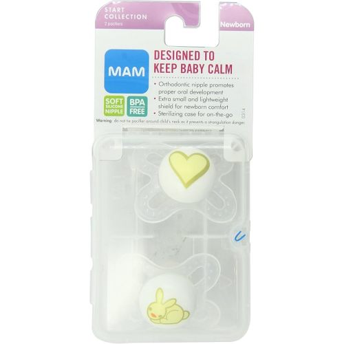 MAM Start Silicone Pacifier, Colors May Vary, 2 Count