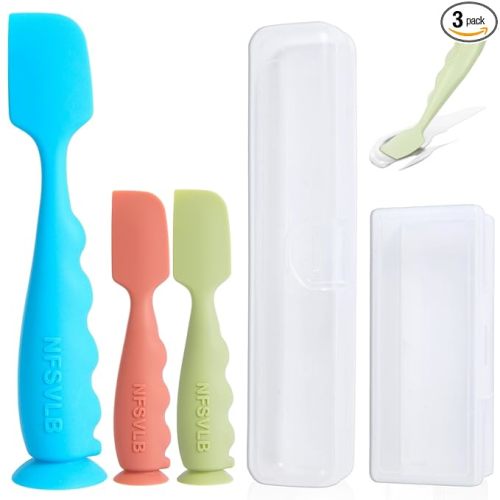 Baby Diaper Cream Spatula with Case - 1 Large 2 Mini Diaper Spatula with 2 Cases (Blue, Green, Red)
