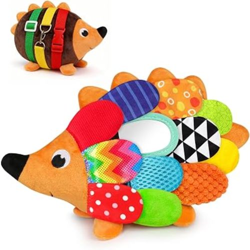 Vibrant Sensory Hedgehog Plush Stuffed Animal Baby Toy Tummy Time Learning Toy Soft Squeaking & Crinkling Toys for Busy Hands Babies 0-36 Months, Baby Shower 1st Birthday Gifts