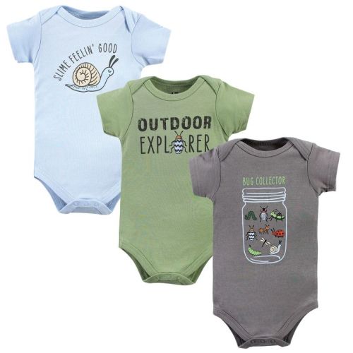 Hudson Baby Cotton Bodysuits, Bugs 3-pack, 0-3 Months