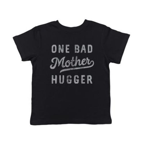 Toddler One Bad Mother Hugger T Shirt Funny Sarcastic Hug Joke Text Graphic Tee for Young Kids - Crazy Dog Toddler T Shirt Gift for Mom Black 2T