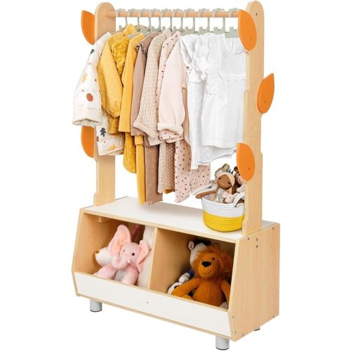 Tree Kids Dress Up Rack, Dress Up Storage for Toddlers, Kids' Costume Organizer Center with Storage Cabinet, Suitable for Kids Room, Living Room, Playroom and Daycare Centers.
