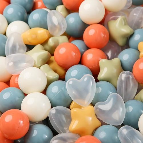 TRENDPLAY Ball Pit Balls Star and Heart Shapes for Toddlers - 50 100 200 500 Count Plastic Balls for Ball Pit Fun and Play