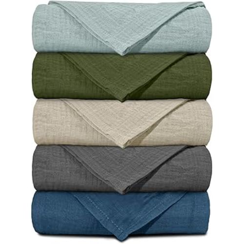 Muslin Receiving Blankets, Neutral Blanket Swaddling for Newborn Boys and Girls, 5 Pack Breathable and Skin-Friendly Swaddle Wrap for Infant Baby (Graceful Colors)