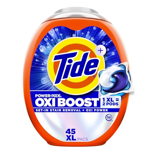 Tide Oxi Boost Power PODS Laundry Detergent Pods, 45 Count, Stain Remover Plus Oxi Power