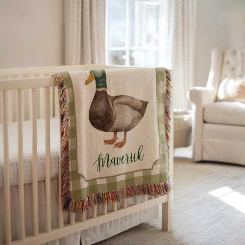 Personalized Mallard Duck Baby Blanket Mallard Duck Nursery Decor Baby Shower Gift Mallard Duck Baby Name Blanket Mallard Duck Nursery Gift