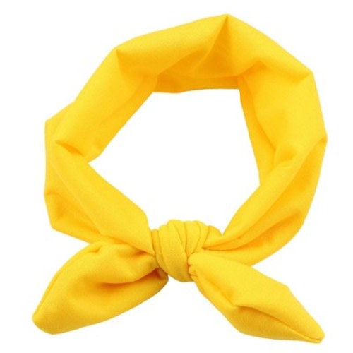 MyKids-USA Newborn Baby Solid Color Bunny Ear Shape Elastic Headband Yellow S