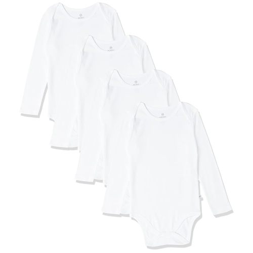 HonestBaby 4-Pack Long Sleeve Bodysuits One Piece 100% Organic Cotton for Infant Baby Girls, Boys