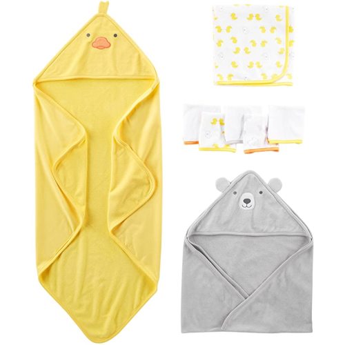 Simple Joys by Carter's Unisex Babies' 8-Piece Towel and Washcloth Set - One Size - Yellow/Grey