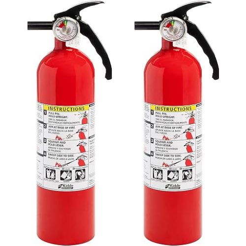 Kidde Fire Extinguisher for Home, 1-A:10-B:C, Dry Chemical Extinguisher, Red, Mounting Bracket Included, 2 Pack