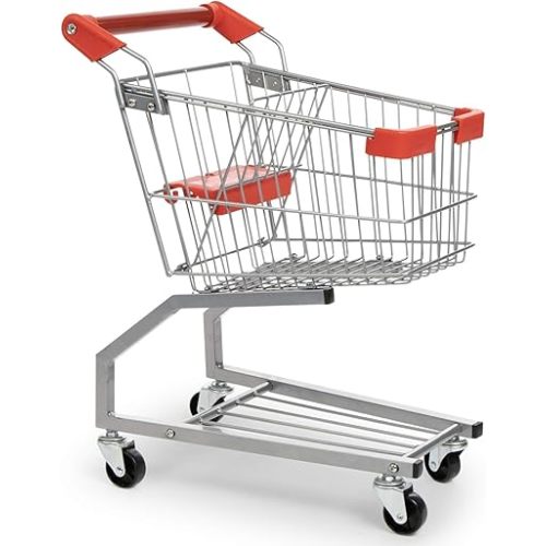 Milliard Toy Metal Shopping Cart - Supermarket Pretend Play Grocery Cart for Kids and Toddlers