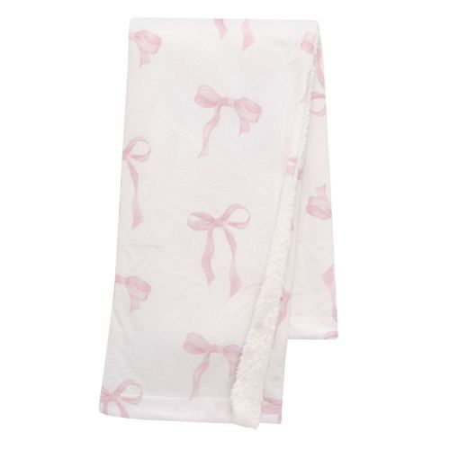 Lambs & Ivy Coquette Floral Pink Bows Aesthetic Warm Fleece Baby Blanket