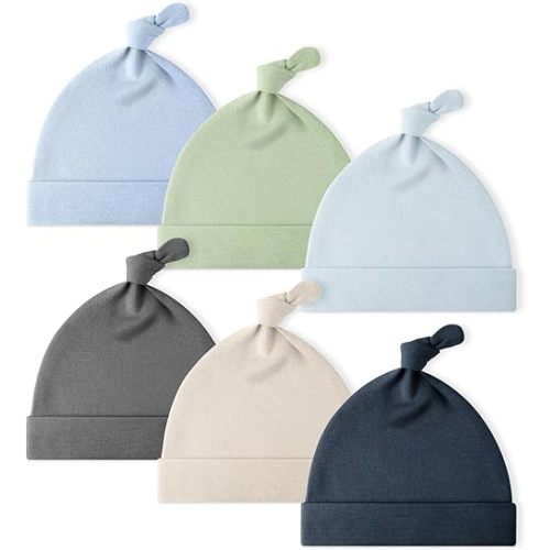 Yoofoss Newborn Beanie Caps, 6 Pk