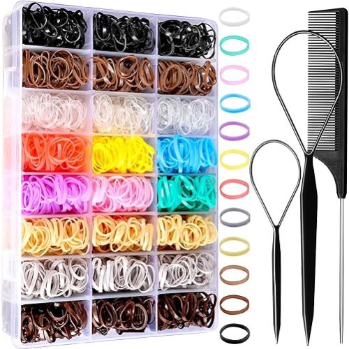 YGDZ Elastic Hair Bands, 1500 pcs Hair Ties, Small Ponytail Holders, Hair Accessories Set for Girls, Women, Toddler, Ponytail Holders, Colorful Rubber Bands for Hair