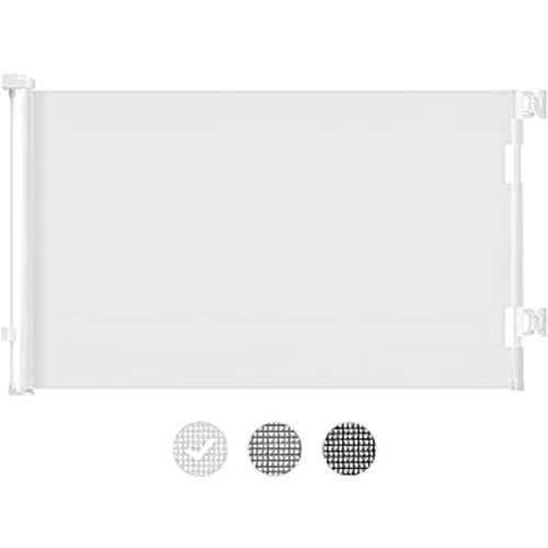 Cumbor Baby Gate Retractable Gates for Stairs, Mesh Dog Gate for The House, Wide Pet Gate 33" Tall, Extends to 55" Wide, Long Child Safety Gates for Doorways, Hallways, Cat Gate Indoor/Outdoor(White)