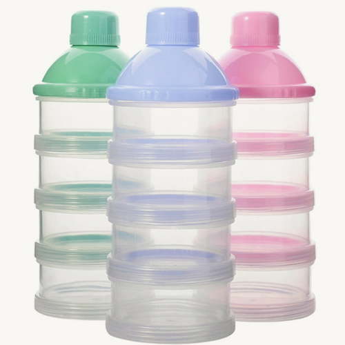 D-GROEE Baby Milk Powder Formula Dispenser, 4 Layers Multi-Function Portable Formula Container for Travel