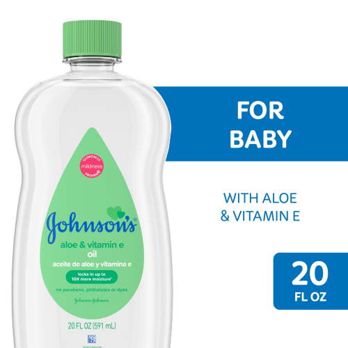 Johnson's Scented Baby Oil, Mineral Oil with Aloe Vera & Vitamin E, 20 fl. oz Bottle for Adults & Kids