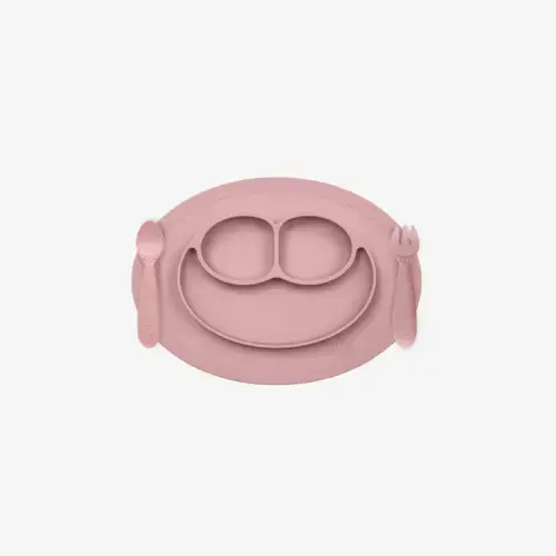 Mini Feeding Set by ezpz / Silicone Plate, Fork & Spoon for Toddlers
