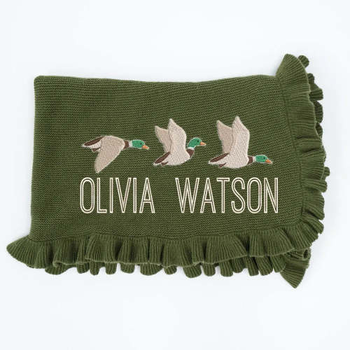 Personalized Mallard Duck Knit Baby Blanket