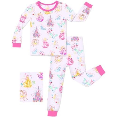 Bamboo Viscose Toddler Girls Kids Pajama Sets 2-8Y Snug fit Long-Sleeve Softness Sleepwear Pjs 2pcs Jammies