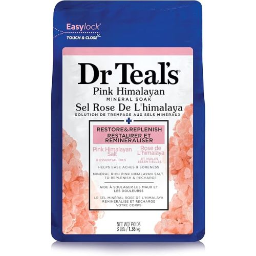 Dr Teal's Epsom Salt Magnesium Soak, Restore & Replenish with Pink Himalayan Salt, 3 lbs