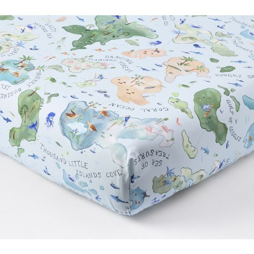 Layton Map Organic Crib Fitted Sheet
