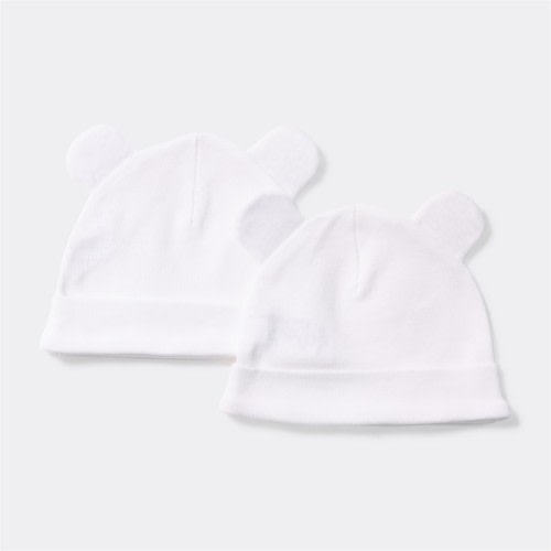 Dymples Baby Beanie 2 Pack - White - Size 000-00