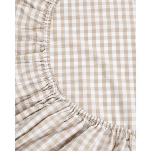 Crib Sheet, Camel Gingham - Petite Plume | Maisonette