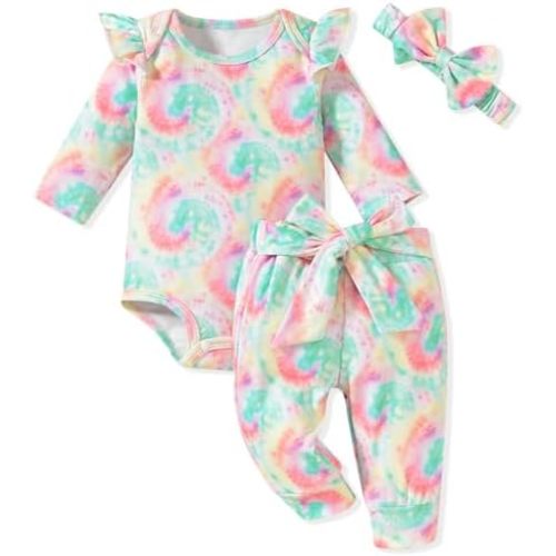 Aalizzwell Preemie Newborn Infant Baby Girls Clothes Ribbed Romper Bodysuit Pants Set Fall Winter Outfits