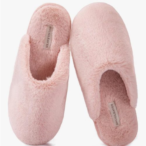 Snug Leaves Women's Fuzzy Scuff Slippers Soft Comfy Memory Foam Non-slip Indoor House Shoes