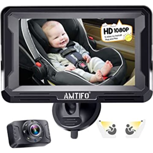 AMTIFO Baby Car Camera with Display Clear Night Vision HD 1080P Baby Car Mirror Rear Facing Car Seat Mirrors 3 Mins Easy to Install Travel Safety Kit A3
