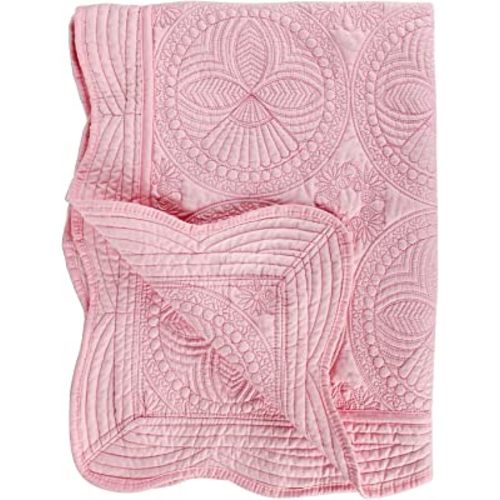 YIQIGO Toddlers and Baby Quilt Lightweight Blanket Embossed Cotton Quilt 4 Seasons Scalloped Newborn Baby Boy/Girl (Pink)