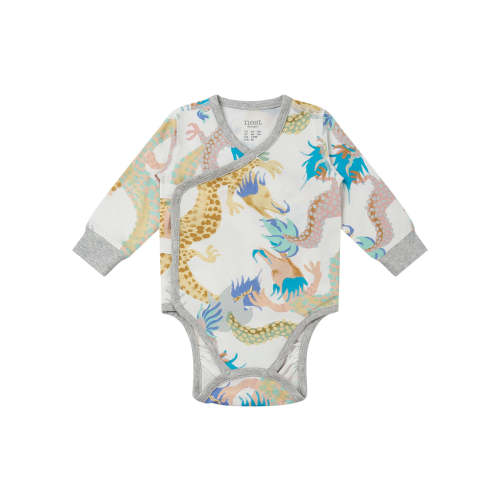 Long Sleeve Kimono Onesie (Avocado Bamboo) - Dragon Dance