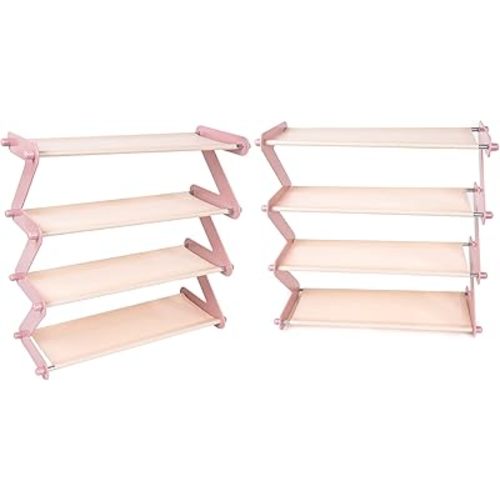 2 Packs Toddler shoe rack, Light Pink kids shoe rack-Can hold 20-24 pairs Baby Shoes, Simple Installation, for Entryway/Hallway/Bedroom/Bathroom.